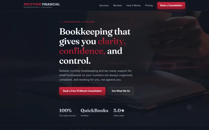Redstone Financial website homepage